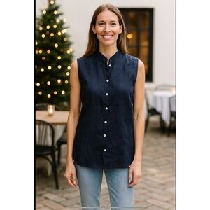 JASMINE LINEN VEST TOP FITS A M LINEN MINIMALIST BREATHABLE BACK FLAP CLASSIC